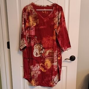 NWT Woman's Soma Red V-Neck Hot Cocoa Dreaming Of You Pajama Gown L